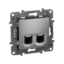 Изображение товара Legrand Etika Алюминий Розетка компьютерная 2-ая RJ45, категория 5е UTP - Etika - алюминий.