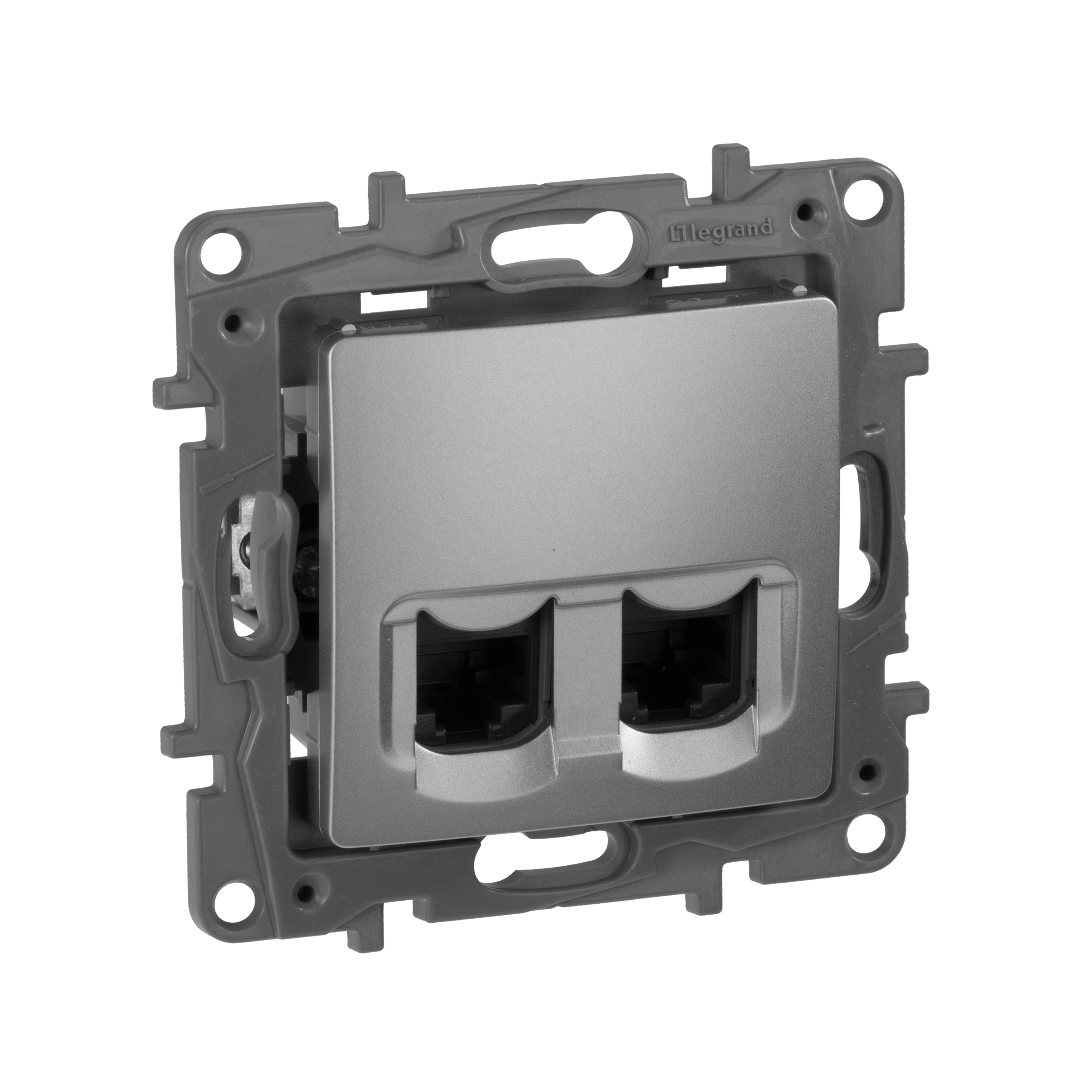 Изображение товара Legrand Etika Алюминий Розетка компьютерная 2-ая RJ45, категория 5е UTP - Etika - алюминий. Изображение товара Legrand Etika Алюминий Розетка компьютерная 2-ая RJ45, категория 5е UTP - Etika - алюминий.