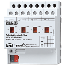 Изображение товара JUNG KNX Актор 4-х канальный 220V AC 16 A возм ручн упр DIN-рейка