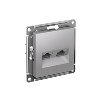 Изображение товара Systeme Electric AtlasDesign Алюминий Розетка двойная компьютерная RJ45+RJ45, кат.5E, механизм
