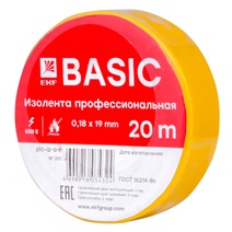 Изображение товара EKF Basic Изолента класс А (0,18х19мм) (20м.) желтая.
