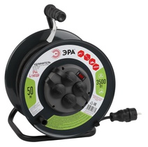 Изображение товара ЭРА Удлинитель силовой RMx-4es-3x1.5-50m-IP44(KG) на металлической катушке c заземлением 4 розетки 50м КГ 3х1.5мм2
