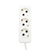 Изображение товара REXANT Удлинитель 3 гнезда, 5 м, 3х1.0 мм², с/з, белый (Сделано в России).