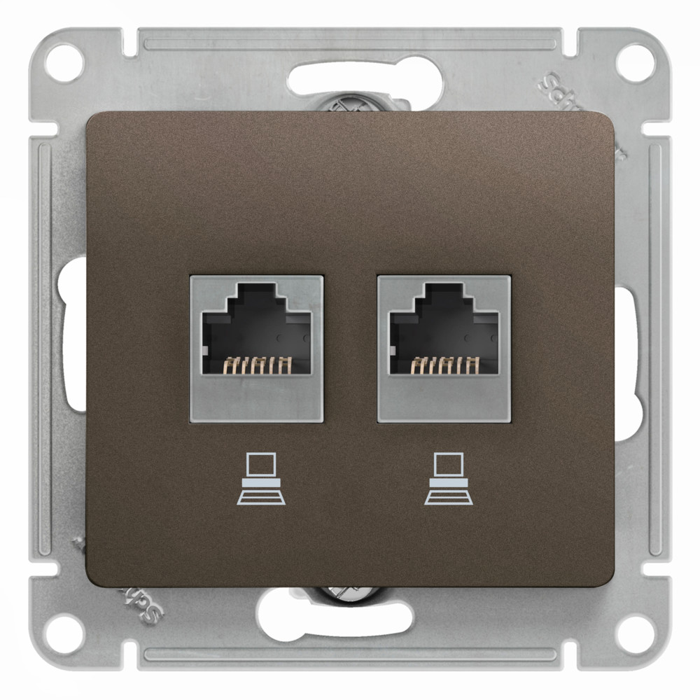 Изображение товара Systeme Electric Glossa Шоколад Розетка 2-ая компьютерная RJ45+RJ45, кат.5E Изображение товара Systeme Electric Glossa Шоколад Розетка 2-ая компьютерная RJ45+RJ45, кат.5E