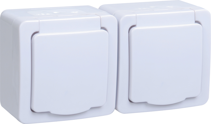 Изображение товара IEK GERMES PLUS Бел Розетка 2-мест. в сборе с корпусом с З/К откр. уст-ки16А 220-250В с крышкой винт. зажим