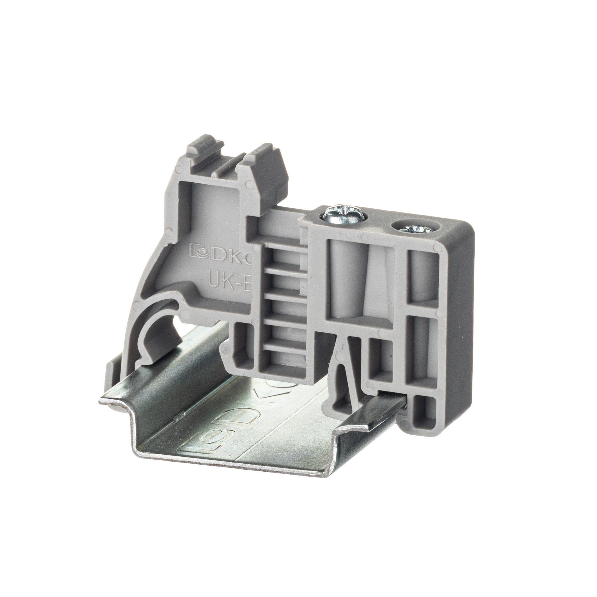 Изображение товара Торцевой фиксатор на рейку 35 мм DKC Nuputuk, серый, винтовой зажим