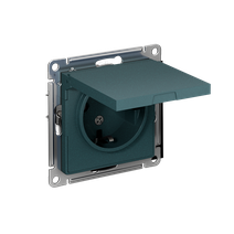 Изображение товара Systeme Electric AtlasDesign Изумруд Розетка с/з, со шторками, с крышкой, 16А, механизм