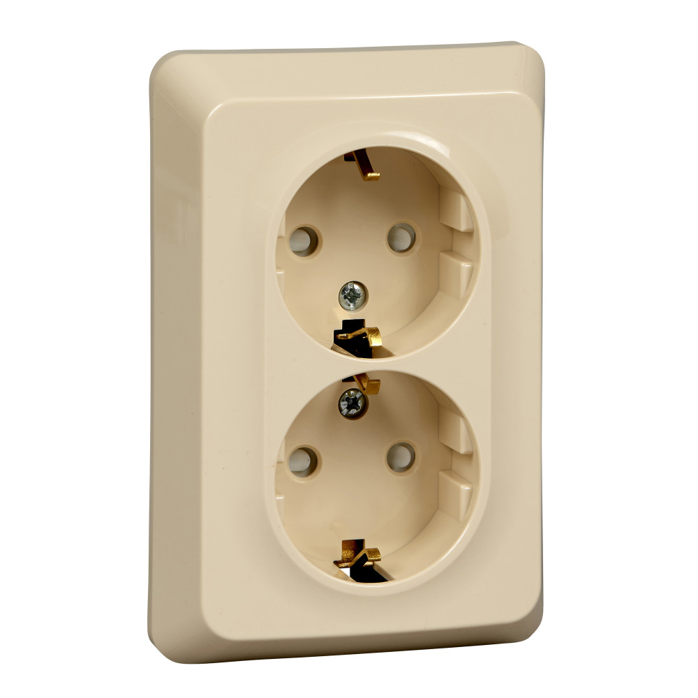 Изображение товара Systeme Electric Этюд Крем Розетка 2-ая с/з со шторками 16А 250B