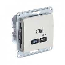 Изображение товара Systeme Electric Glossa Беж USB Розетка тип-C 65W высокоскор.заряд. QC, PD, мех.