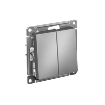 Изображение товара Systeme Electric AtlasDesign Сталь Переключатель 2-клавишный перекрестный, 2 x сх. 7, 10АХ, механизм