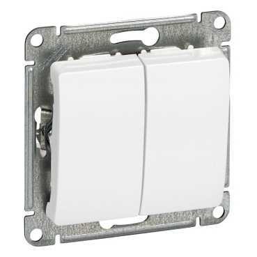 Изображение товара Systeme Electric Glossa Бел Выключатель 2-клавишный, сх.5, 10АХ