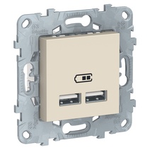 Изображение товара Schneider Electric Unica New Беж Розетка USB, двойная, 5 В / 2100 мА