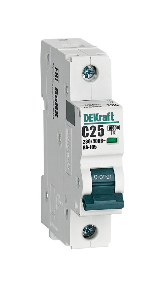 Изображение товара DEKraft ВА105-1P-025A-C: авто выключатель 25A, 10kA, IP20