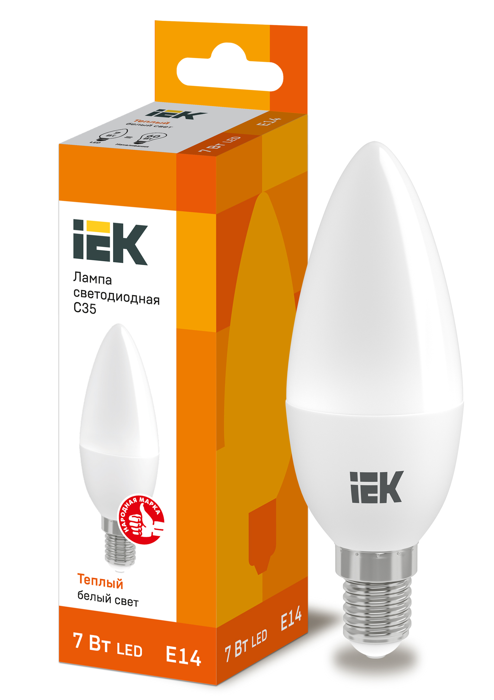 Изображение товара IEK Лампа светодиодная ECO C35 свеча 7Вт 230В 3000К E14
