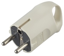 Изображение товара ЭРА Вилка V3 c заземлением 16A с кольцом непрямой ввод белая