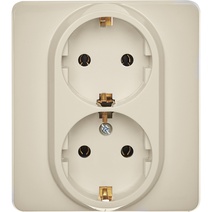 Изображение товара Legrand/Daccord INSPIRIA Слоновая кость Розетка 2 x 2К+З - немецкий стандарт - 16 А - 250 В.
