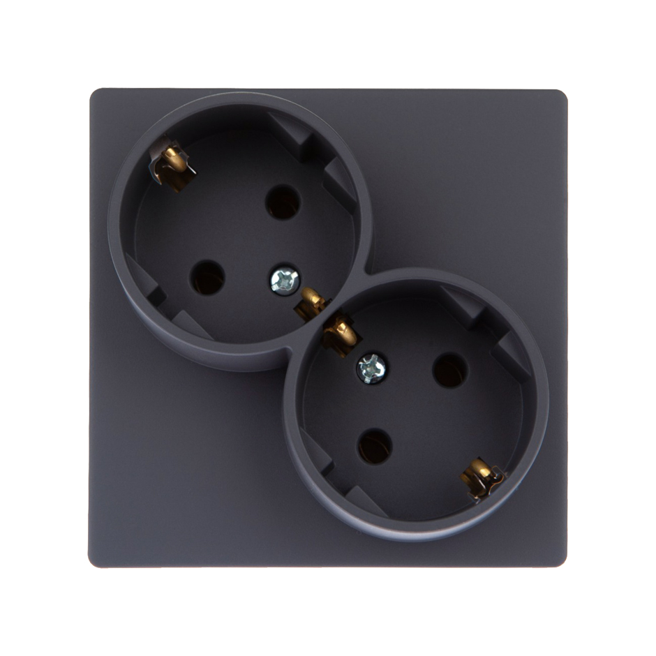Изображение товара Simon 24 Графит Розетка 2Х2К+3 Sсhuko без защитных шторок