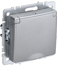 Изображение товара IEK BRITE BASE Алюминий Розетка 1-м с/з с защ шторк и крыш 16А IP20 РСбш10-3-БрА