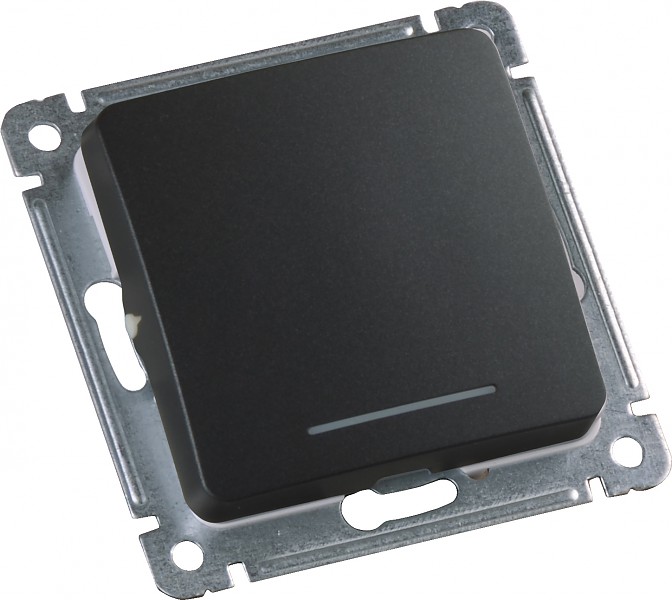 Изображение товара Hegel Мастер внутр Черный ВС10-432-08 Выключатель 1-клавишный, с индикацией, с самовозв. механизм