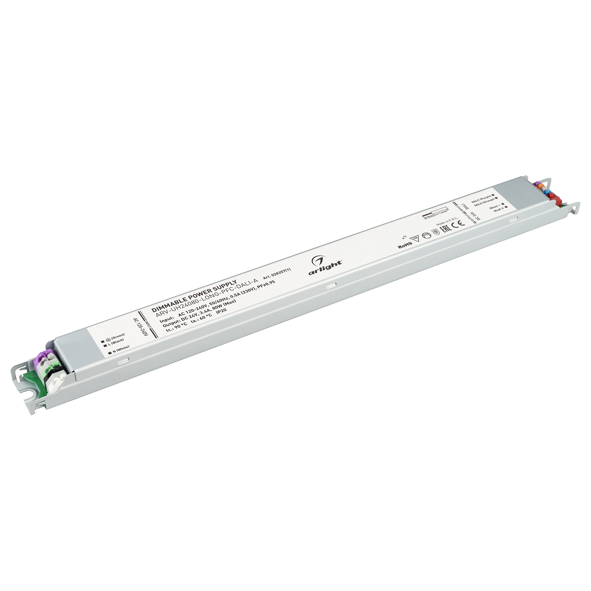 Изображение товара Arlight ARV-UH24080-LONG-PFC-DALI-A Источник питания 24V 3.4A 80W DALI IP20 Изображение товара Arlight ARV-UH24080-LONG-PFC-DALI-A Источник питания 24V 3.4A 80W DALI IP20
