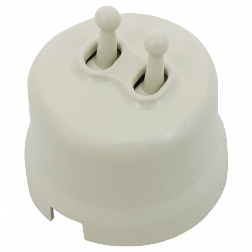 Изображение товара BIRONI Лизетта Пластик слоновая кость Выключатель 2-кл (тумблерный)