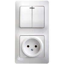 Изображение товара Systeme Electric Glossa Бел Блок: розетка и 2-кл. выключатель с подсветкой