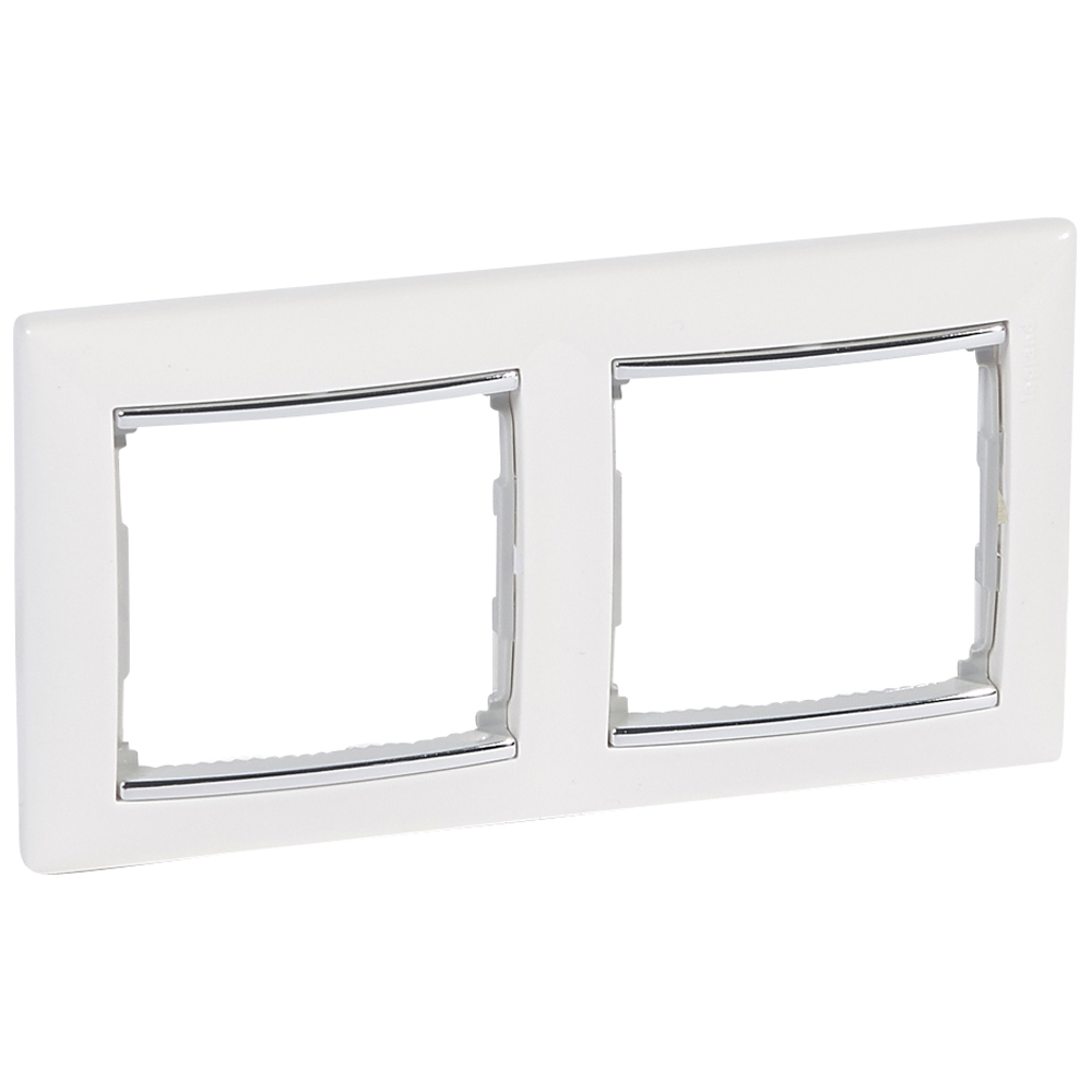 Изображение товара Legrand Valena рамка 2 поста белый/серебрянный штрих, горизонтальная