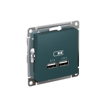 Изображение товара Systeme Electric AtlasDesign Изумруд USB, 5В, 1 порт x 2,1 А, 2 порта х 1,05 А, механизм