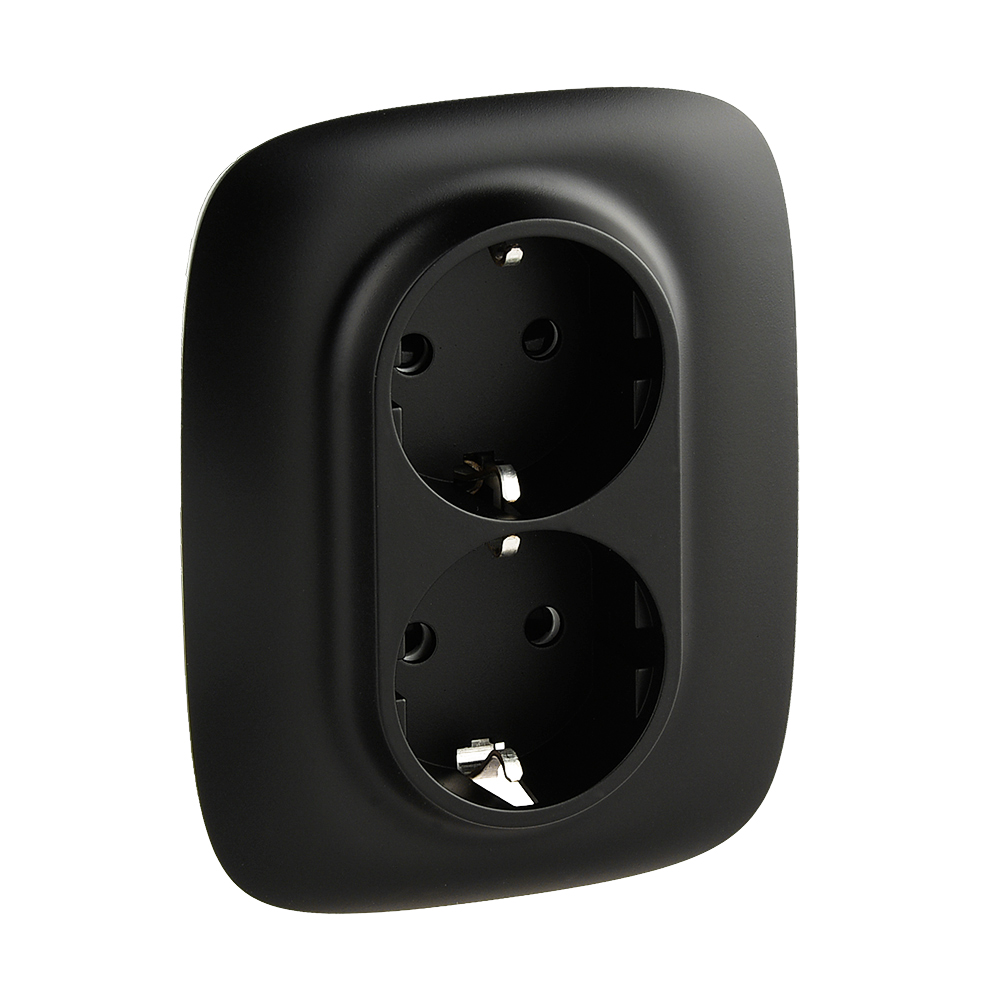 Изображение товара Legrand Valena ALLURE DIY Антрацит Розетка 2-ая с/з с защитными шторками, безвинт.зажим.