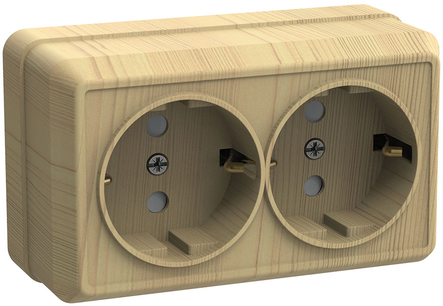 Изображение товара Розетка GENERICA OKTAVA РС22-3-ОС С заземлением и деревомантажом
