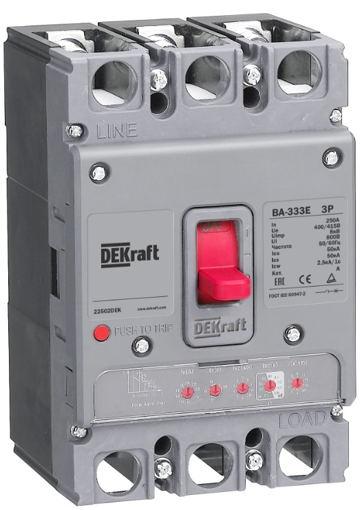 Изображение товара ДЕКkraft ВА-333Е — 3P 250A 50kA, с электронным расцепителем