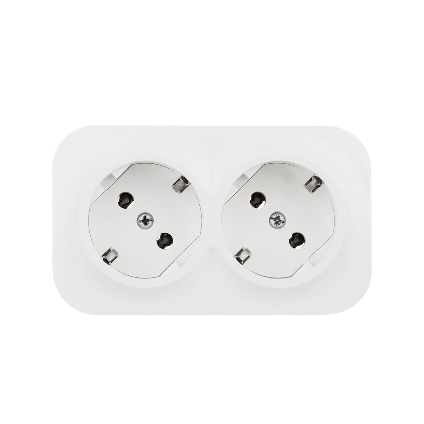 Изображение товара Legrand Quteo IP20 Розеточный блок двойной без шторок 2 x 2К+З 16А 250В белый