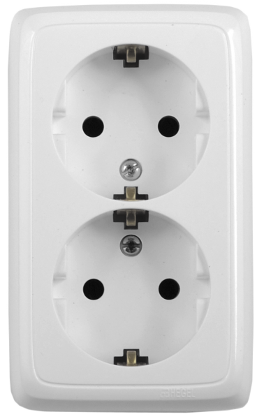 Изображение товара Hegel Альфа наруж Белая РА16-155 Розетка с/з двойная, с монт. пластиной