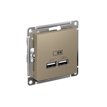 Изображение товара Systeme Electric AtlasDesign Шампань USB, 5В, 1 порт x 2,1 А, 2 порта х 1,05 А, механизм