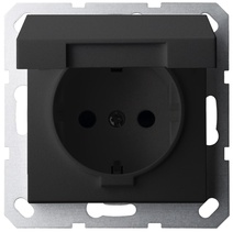 Изображение товара Jasmart G Черный матовый Розетка с/з со шторками с крышкой 16A 250V~