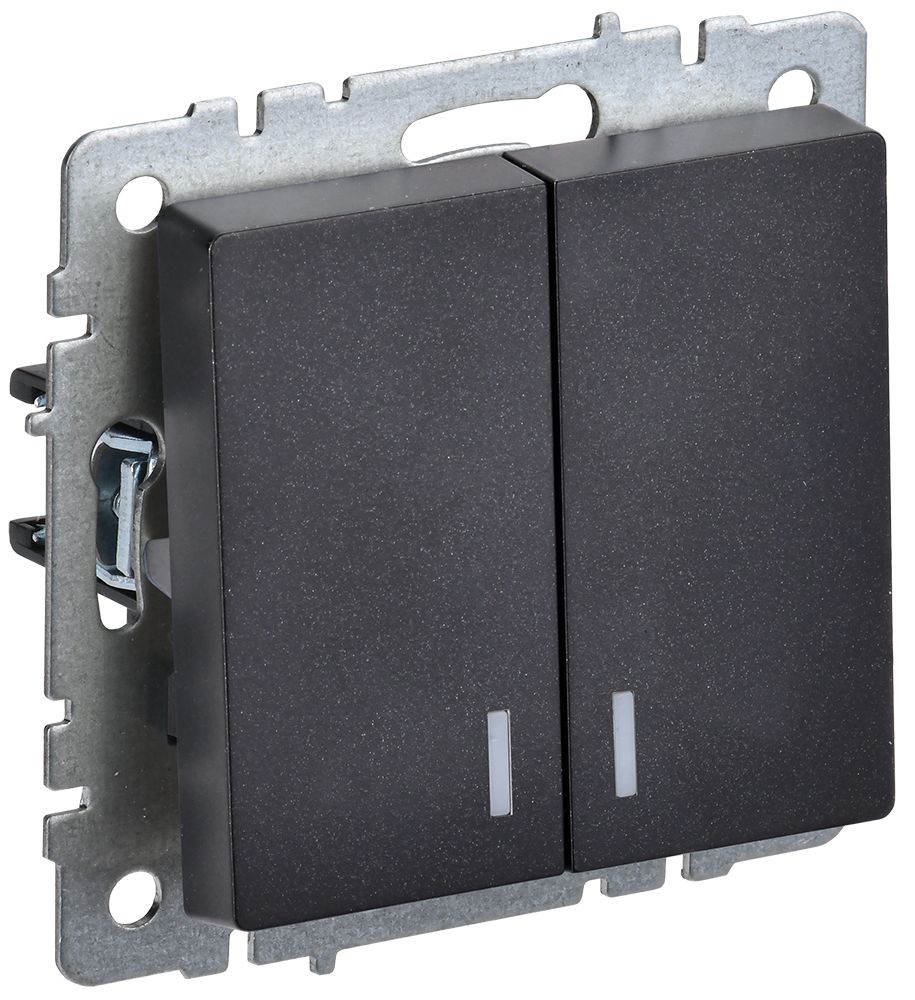 Изображение товара IEK BRITE BASE Черный Выключ. 2-кл с индик 10А ВС10-2-1-БрЧ