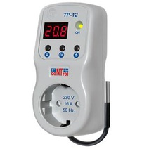 Изображение товара Новатек-Электро Температурный контроллер ТР - 12-2, 220В 16А терморегулятор в розетку с функцией реле напряжения, 16А датчик снизу 1,8м
