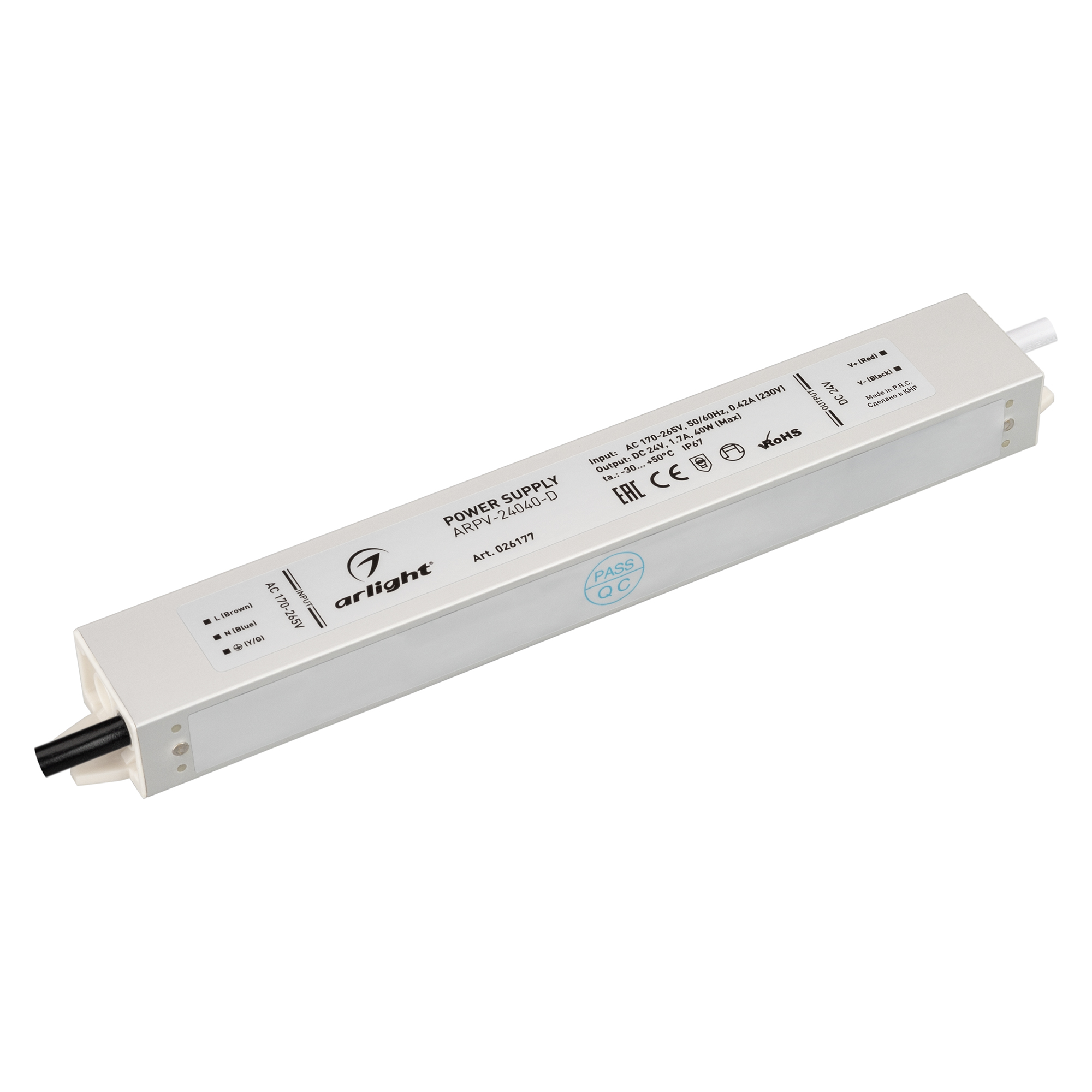 Изображение товара ARPV-24040-D, 24V 1.7A 40W, IP67, алюминиевый корпус