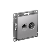 Изображение товара Systeme Electric AtlasDesign Алюминий Розетка двойная комп+ТВ, RJ45+TV, кат.5E, механизм