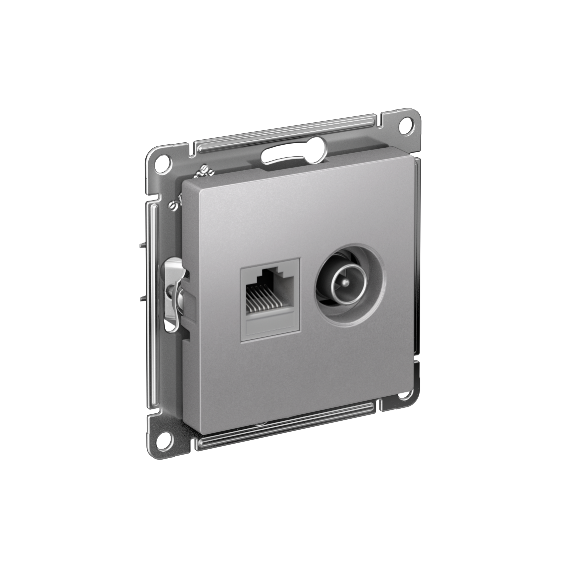 Изображение товара Systeme Electric AtlasDesign Алюминий Розетка двойная комп+ТВ, RJ45+TV, кат.5E, механизм