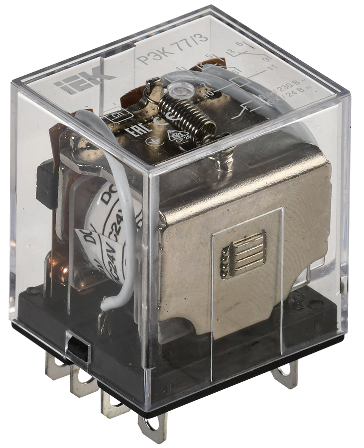 Изображение товара IEK ONI РЭК77/3(LY3) 24В DC, 10А, 3НО/3НЗ, DIN-рейка