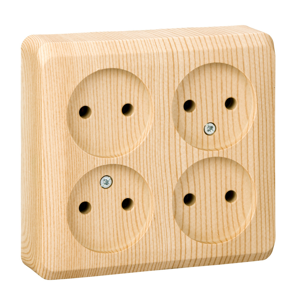 Изображение товара Розетка Systeme Electric Этюд сосна открытая установка 4 места без заземления