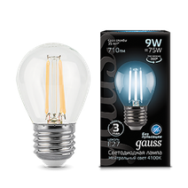Изображение товара Gauss Лампа Filament Шар 9W 710lm 4100К Е27 LED