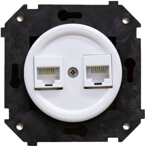Изображение товара BIRONI Шедель Пластик Белый Розетка 2-ая RJ45 (скрытый монтаж)