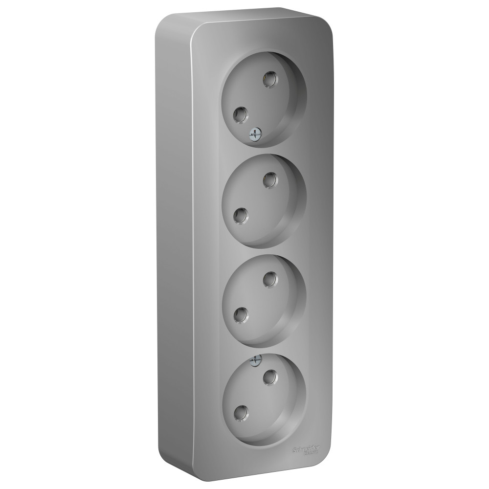 Изображение товара Systeme Electric Blanca наруж Алюминий Розетка 4-ая б/з без шторок 16А, 250В, изолир. пластина