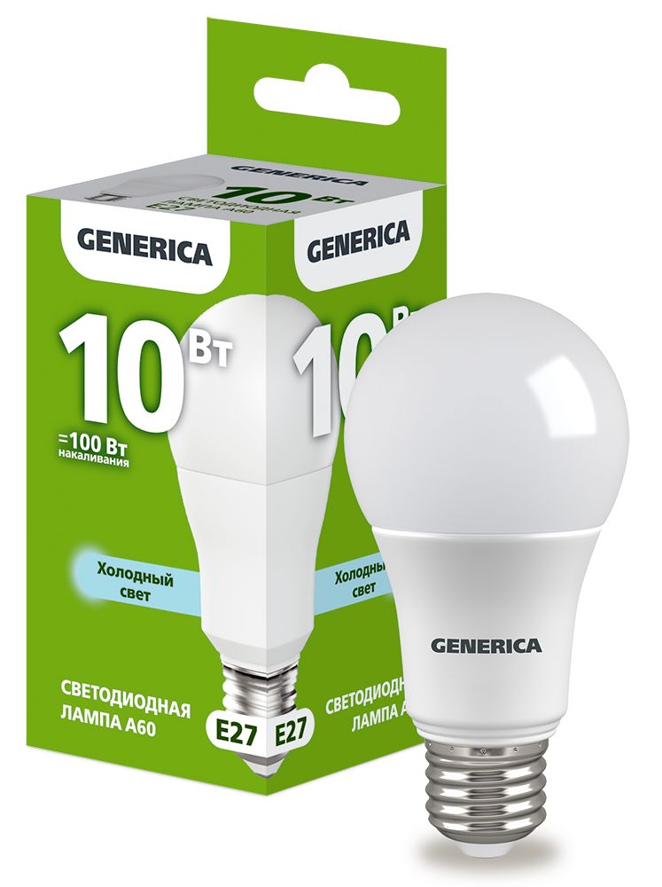Изображение товара IEK GENERICA Лампа LED A60 груша 10Вт 230В 6500К E27
