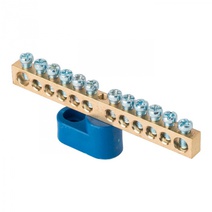 Изображение товара EKF PROxima Шина "0" N (6х9мм) 12 отверстий латунь синий угловой изолятор.