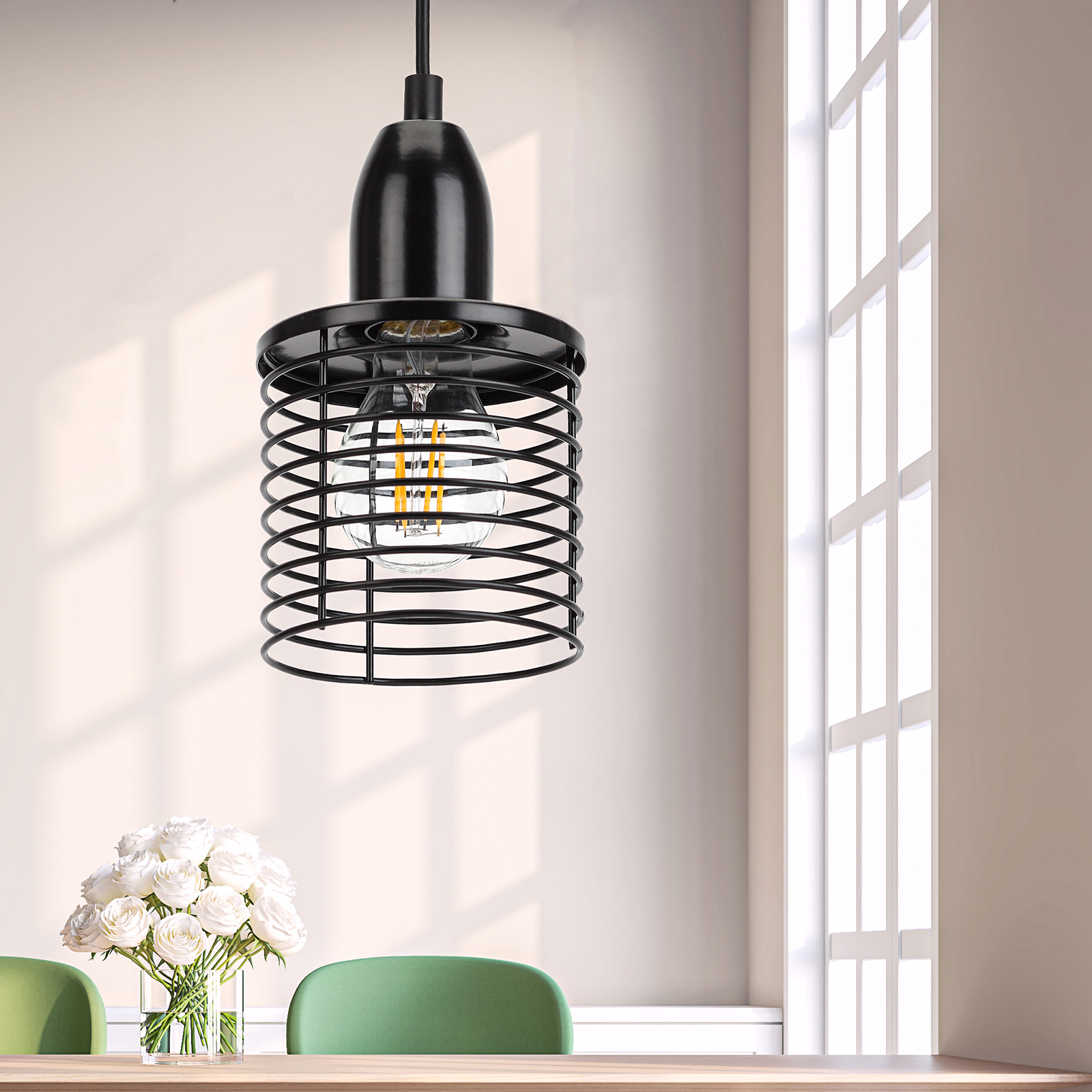 Изображение товара ЭРА Светильник подвесной PL5 BK под лампу E27 высота плафона 170мм подвеса 800мм черный