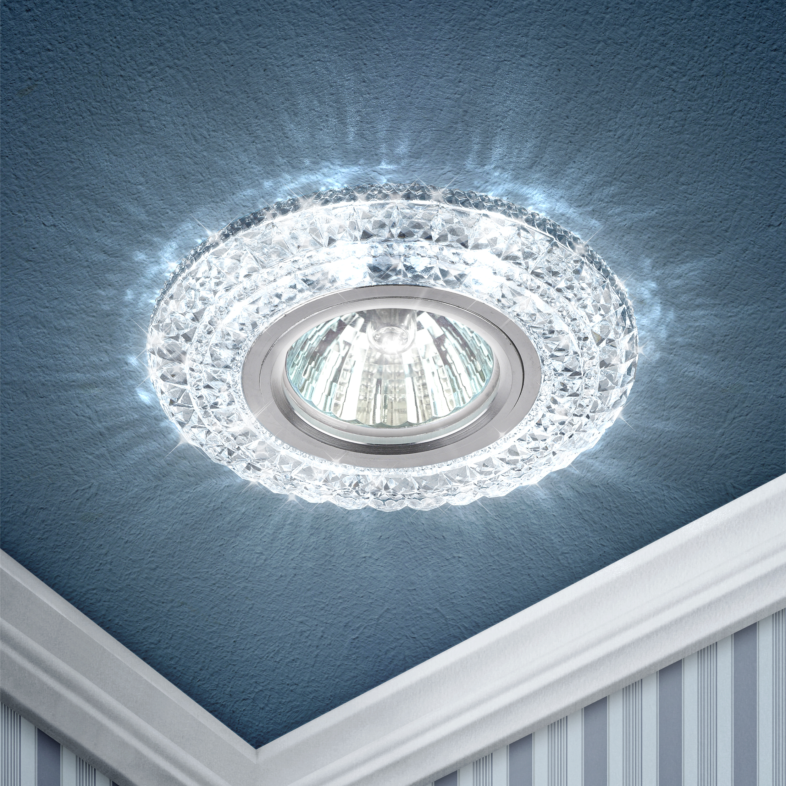 Изображение товара ЭРА Светильник встраиваемый cо светодиодной подсветкой DK LD3 SL/WH под лампу MR16 GU5.3 прозрачный