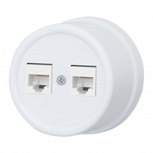 Изображение товара Розетка RJ45 2-ая БИРОНИ Лизетта Пластик Белый для открытой проводки
